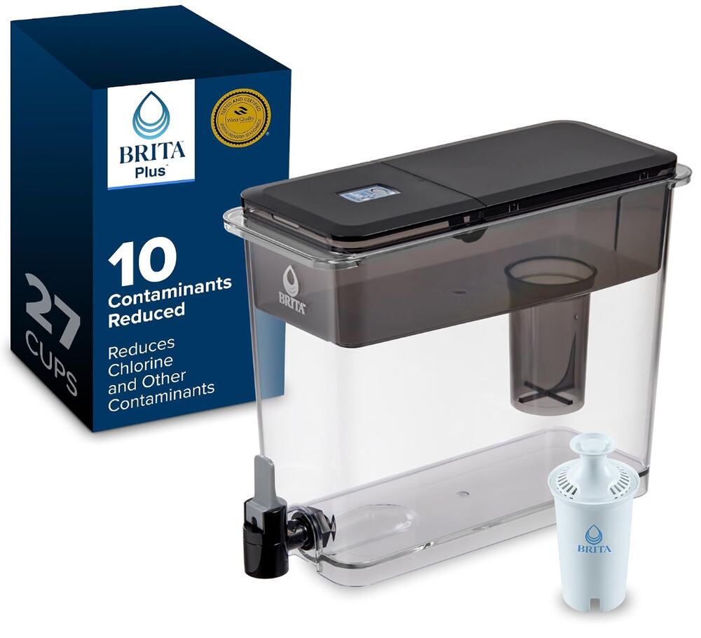 Brita XL 27 Cup Water Filter Pitcher, 1 Brita Plus Filter- Black